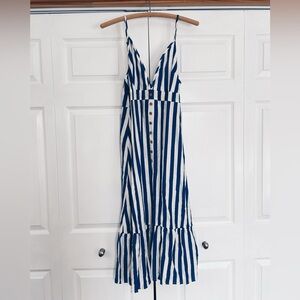 Zara Navy and White Striped Maxi Dress